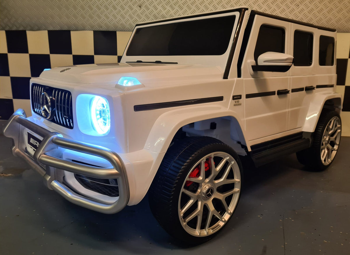Mercedes-Benz G63 24V elbil til børn – 2 personer, hvid