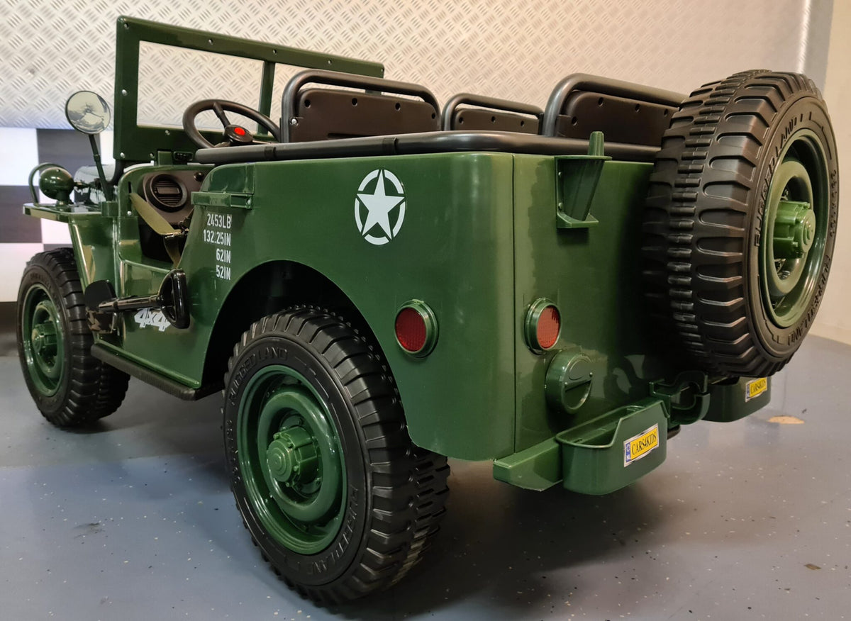 Jeep Willys 24V elbil til børn med fjernbetjening – grøn