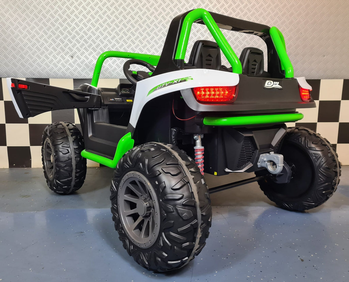 Barnbuggy 24V – 2 personer, vit/grön