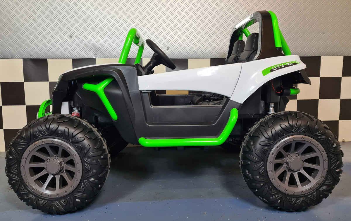 Barnbuggy 24V – 2 personer, vit/grön