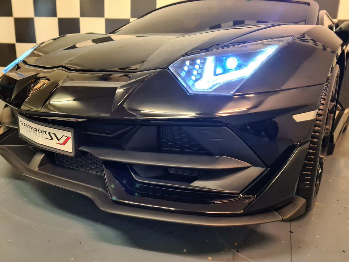 Lamborghini Aventador 24V drift elbil til børn – 2 personer, metallic sort