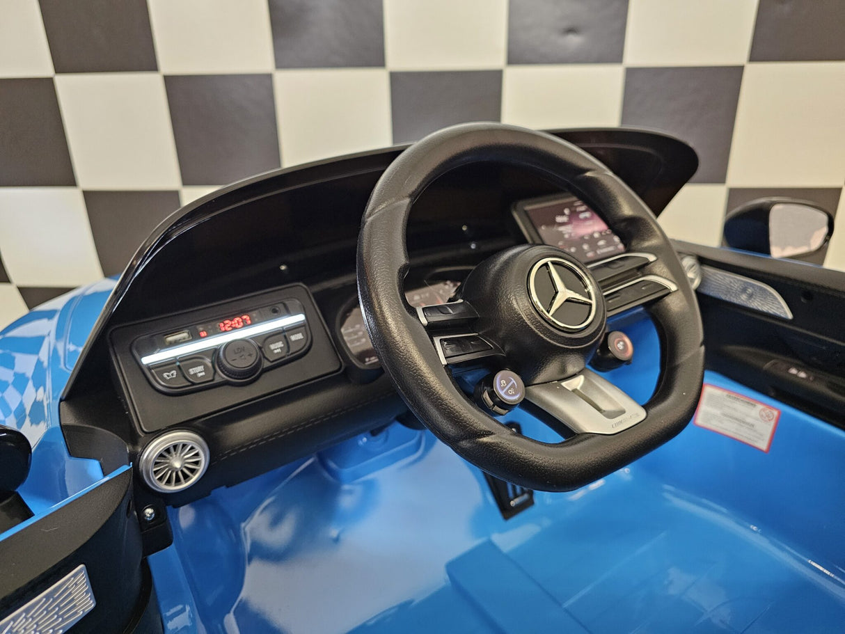 Elektrisk børnebil Mercedes SL63 12 volt metallic blå