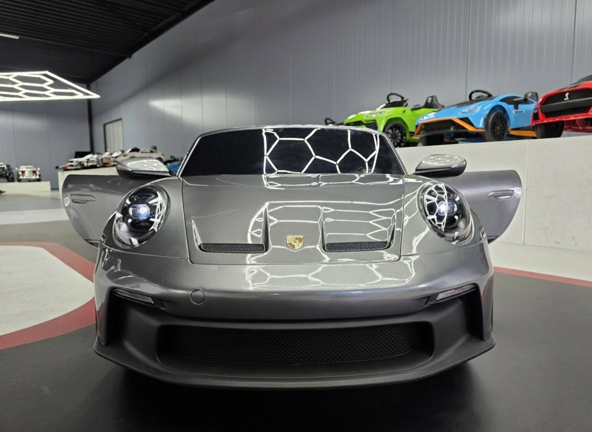 Porsche 911 GT3 24V elbil för barn – 2 personer, metallic grå