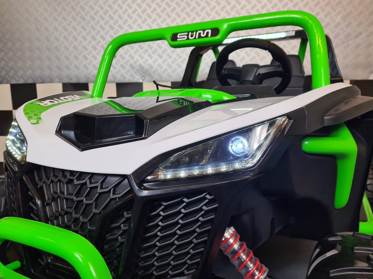 Barnbuggy 24V – 2 personer, vit/grön