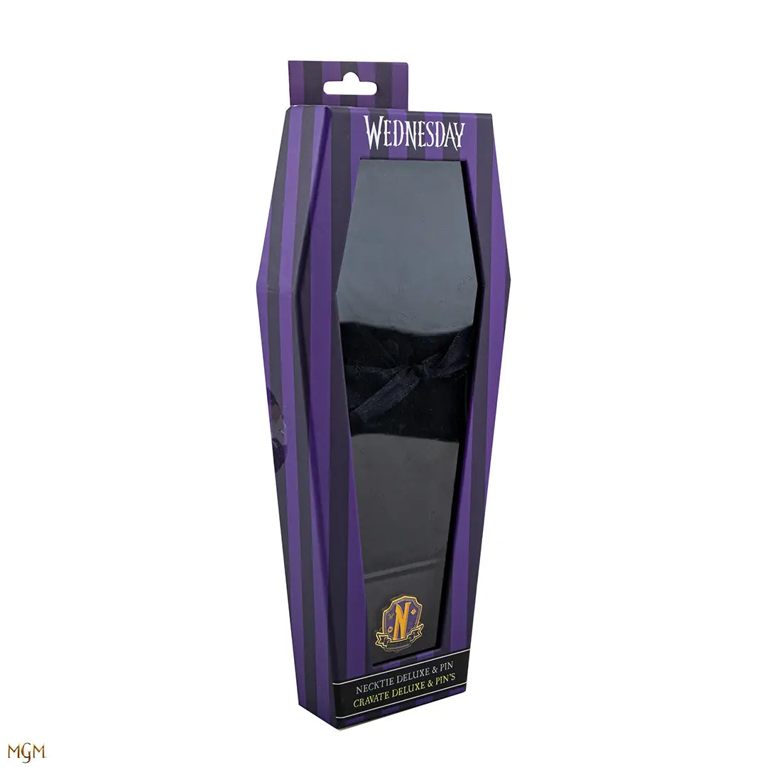Necktie Deluxe Nevermore Academy with pin - Wednesday