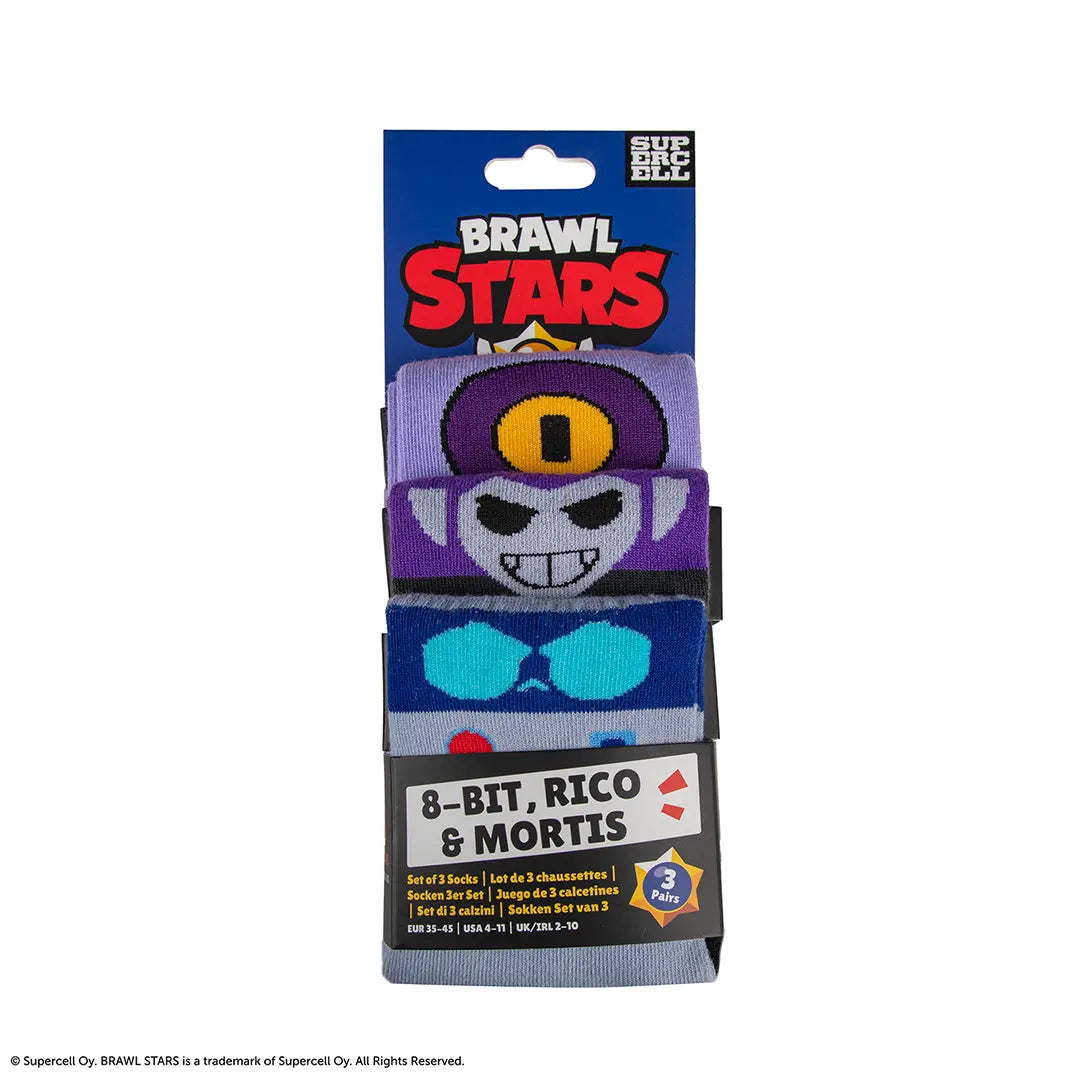 Set of 3 socks 8-Bit, Rico & Mortis - Brawl Stars