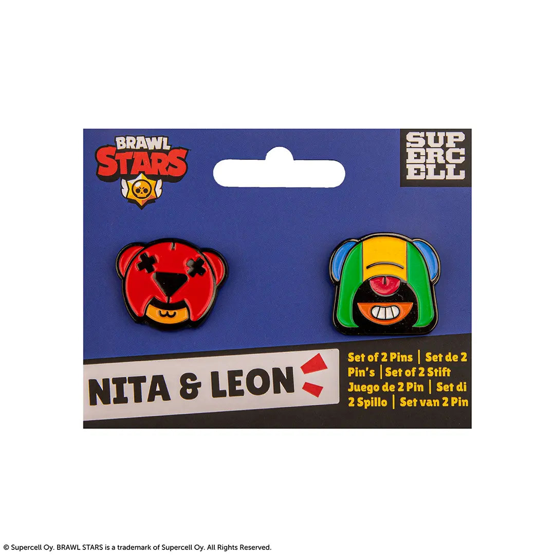 Set of 2 pin badges Nita & Leon - Brawl Stars