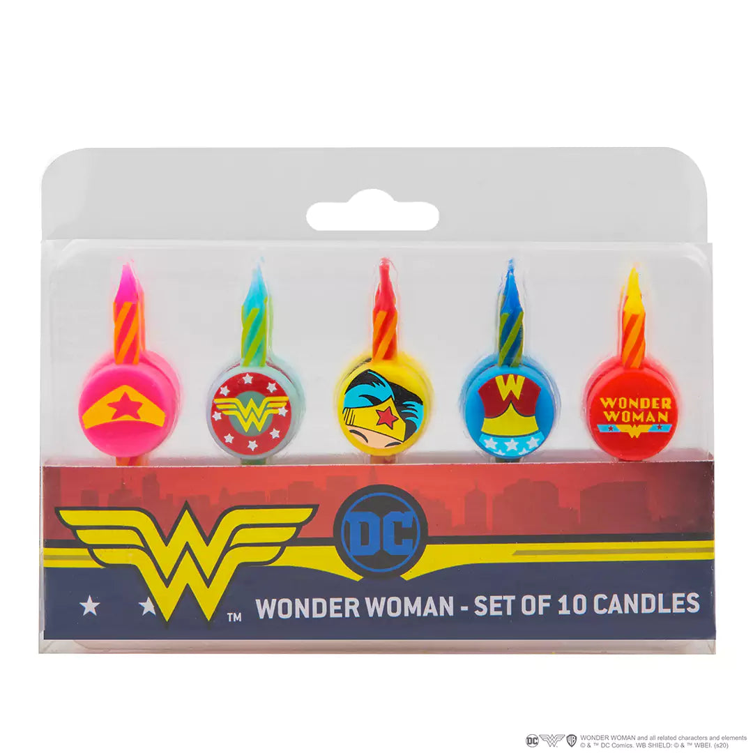 Set of 10 Birthday style Candles Wonderwoman logo - DC Comics
