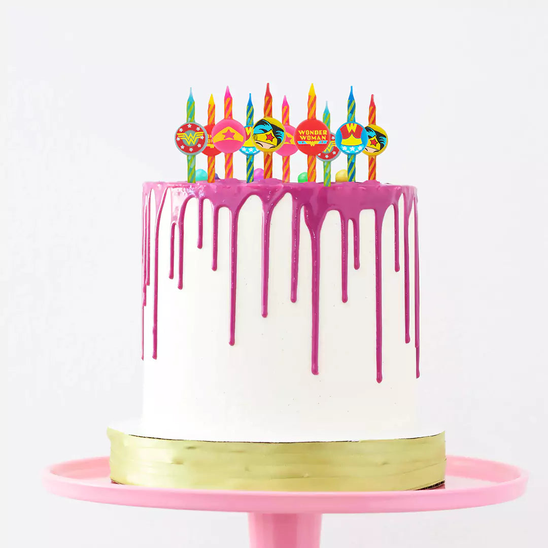 Set of 10 Birthday style Candles Wonderwoman logo - DC Comics