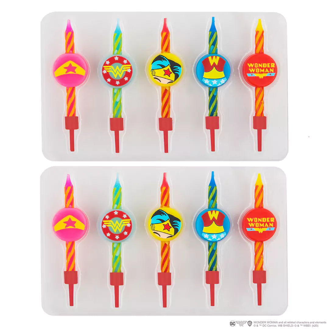 Set of 10 Birthday style Candles Wonderwoman logo - DC Comics