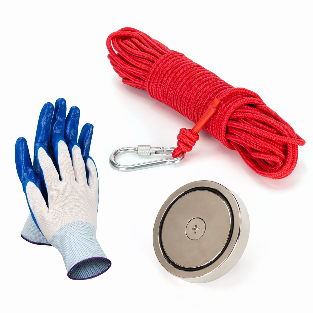 Stanlord Fiskesalvage Magnet 340 kg med anti-slip handskar och 20 m rep