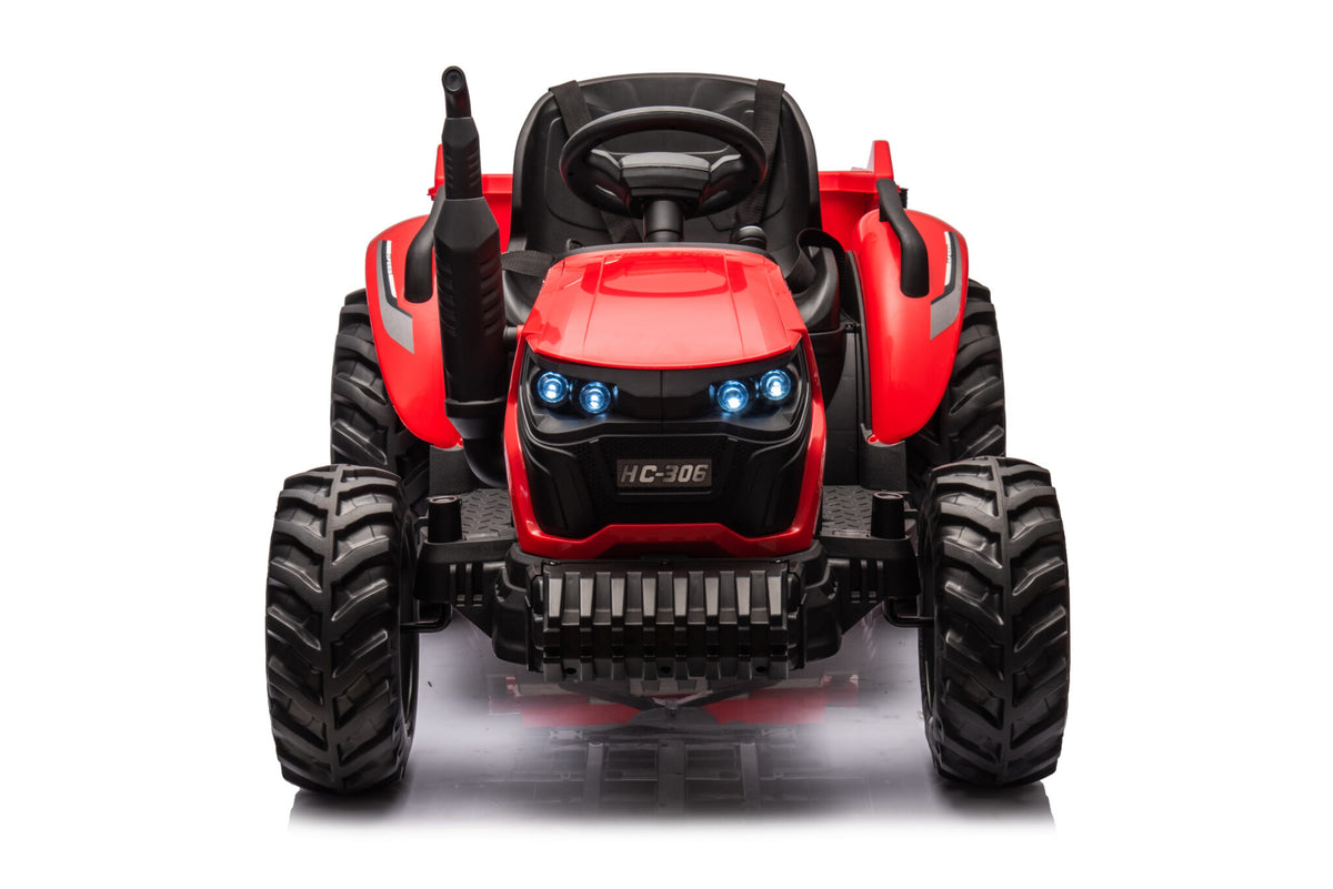 Børnetraktor 24V med anhænger – 1 person, rød