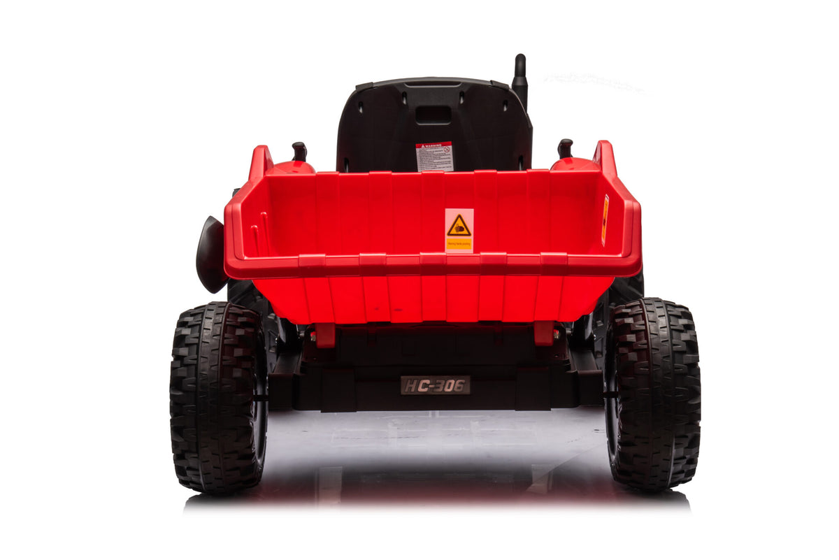 Børnetraktor 24V med anhænger – 1 person, rød