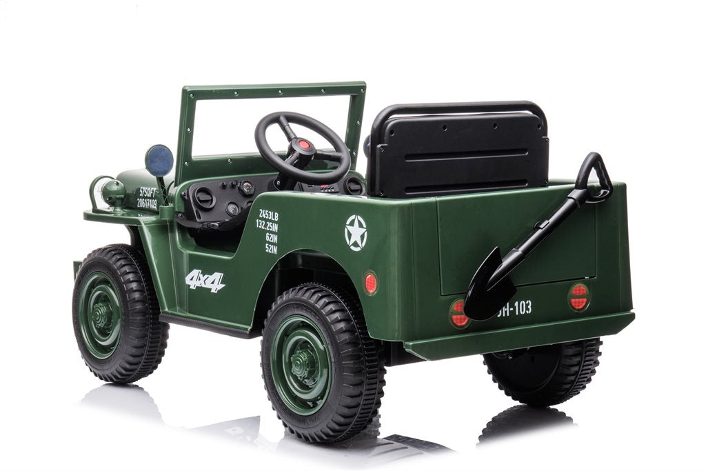 Azeno Desert Army Jeep 4x12V – El-bil för barn