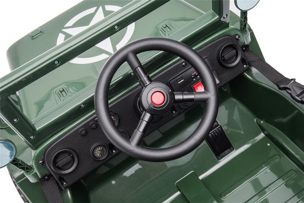 Azeno Desert Army Jeep 4x12V – El-bil för barn