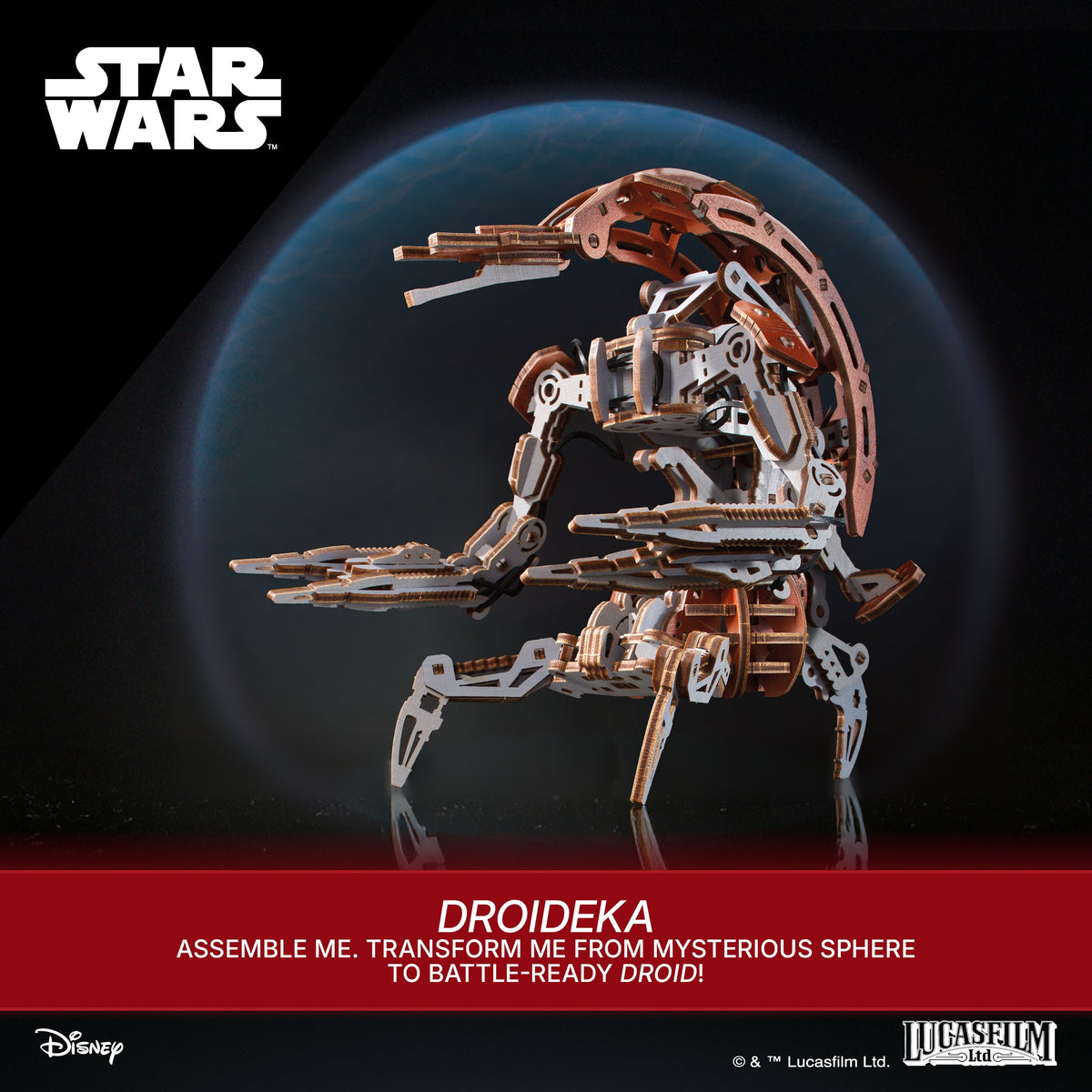 UGEARS Star Wars Droideka – 3D træbyggesæt med transformation (180 dele)