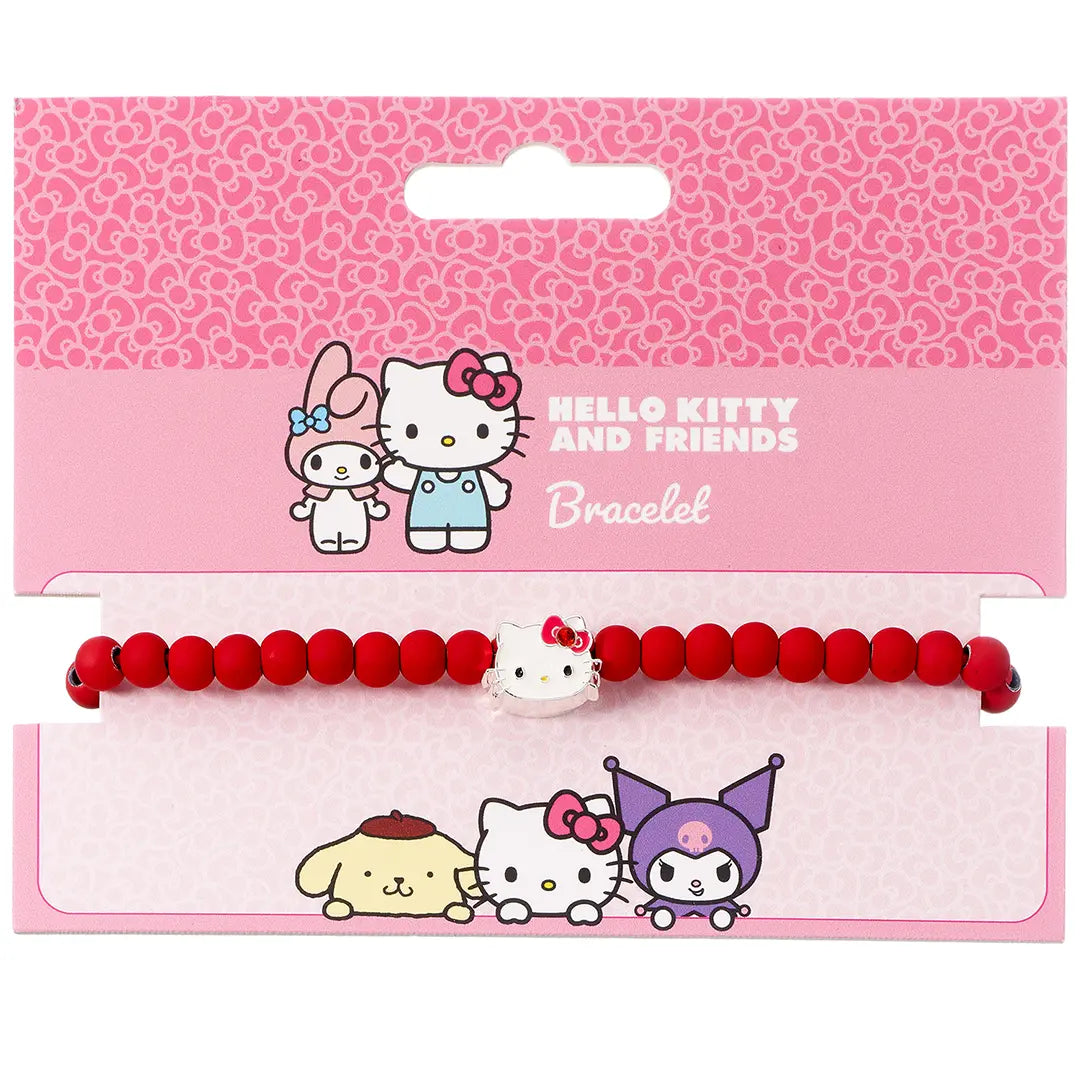 Red Beaded Bracelet with Charm - Hello Kitty