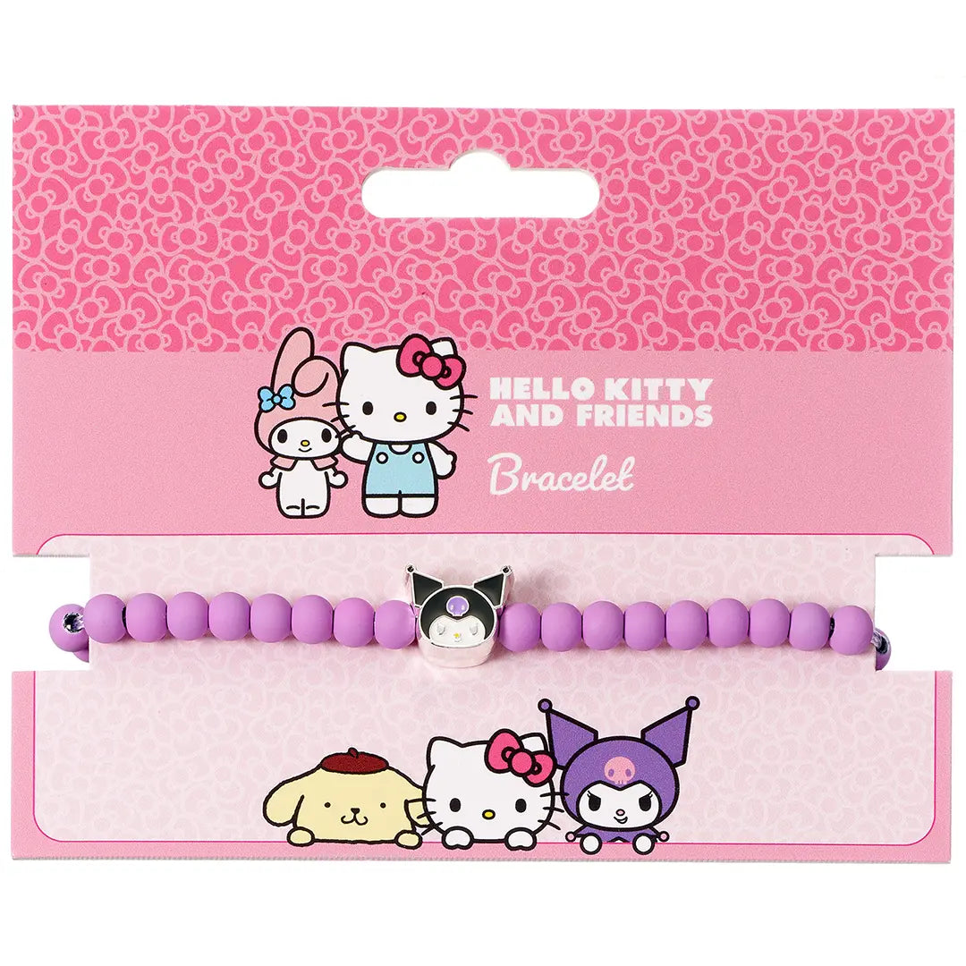 Purple Beaded Bracelet with Kuromi Charm - Hello Kitty