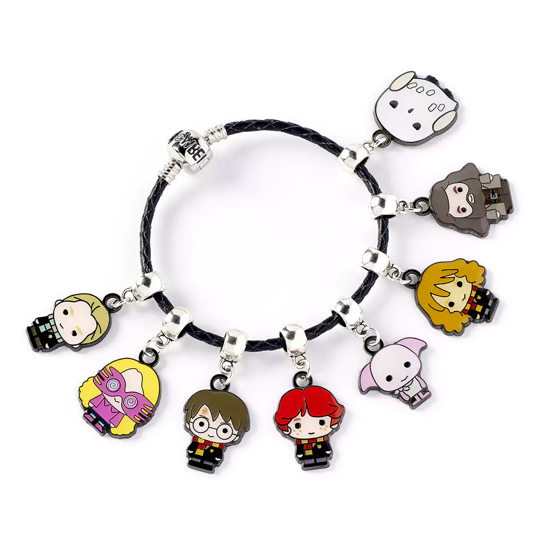 Black Leather Charm Bracelet