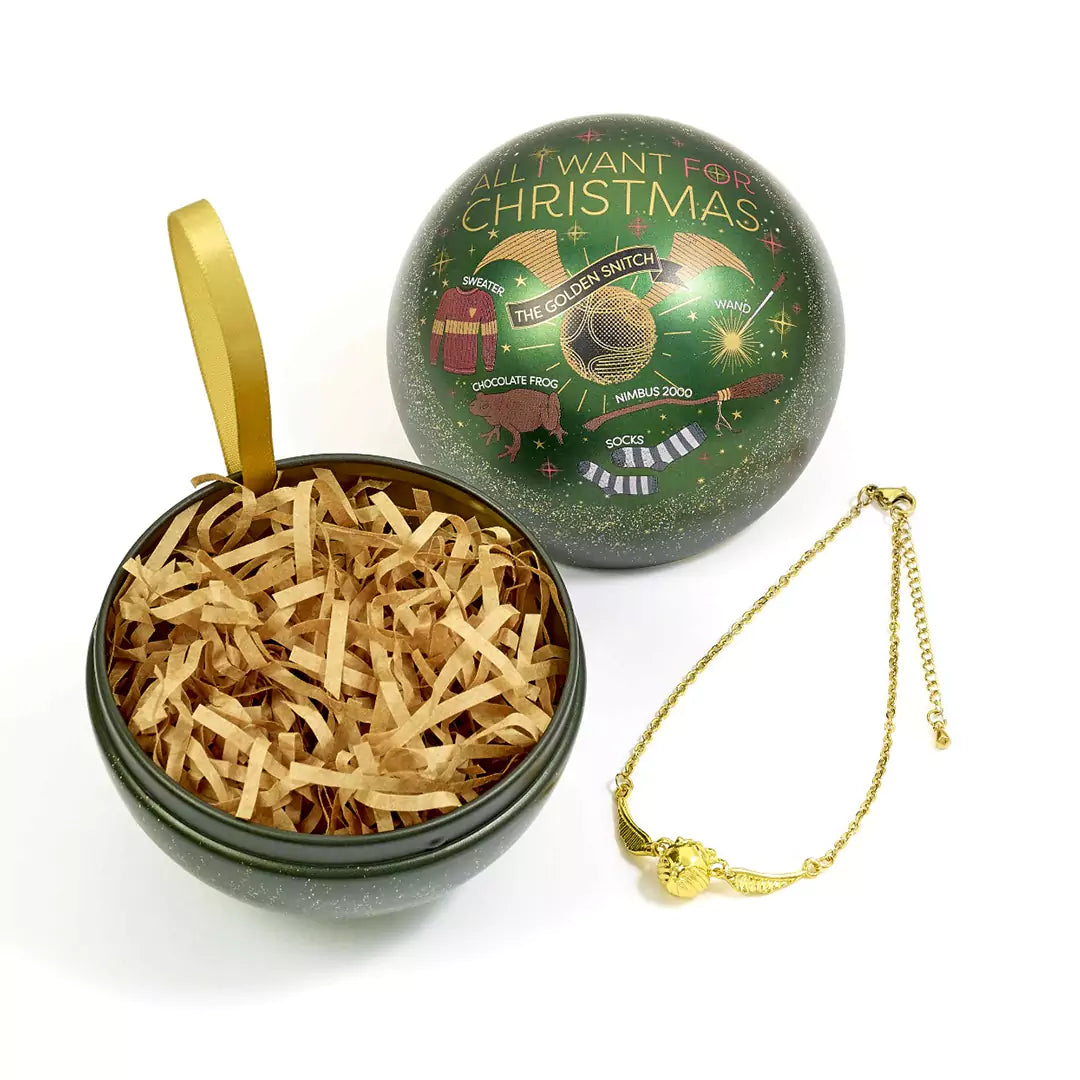Christmas bauble All I Want for Christmas - Golden snitch bracelet - Harry Potter