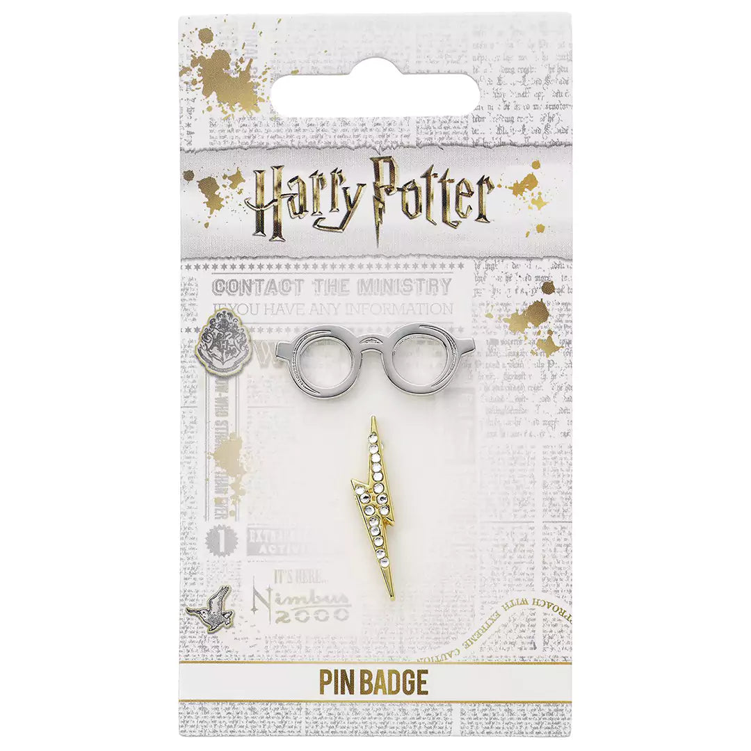 Glasses & Lightning Bolt Pin Badge - Harry Potter