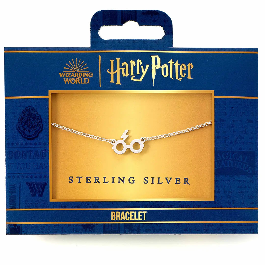 Sterling Silver Glasses & Lightning Bolt Charm Bracelet - Harry Potter