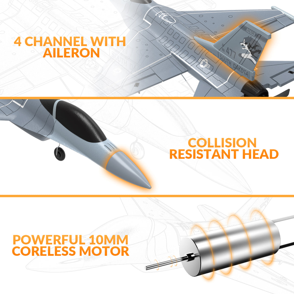 F16 Fighting Falcon Gyro 4CH 270mm RTF