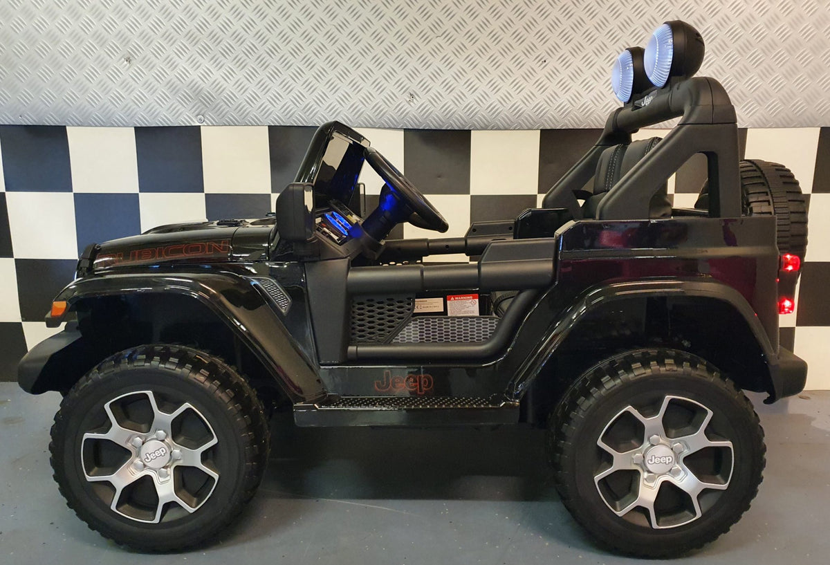 Jeep Wrangler 4x4 12V elbil för barn med fjärrkontroll – svart
