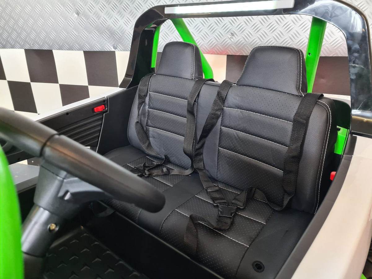 Barnbuggy 24V – 2 personer, vit/grön
