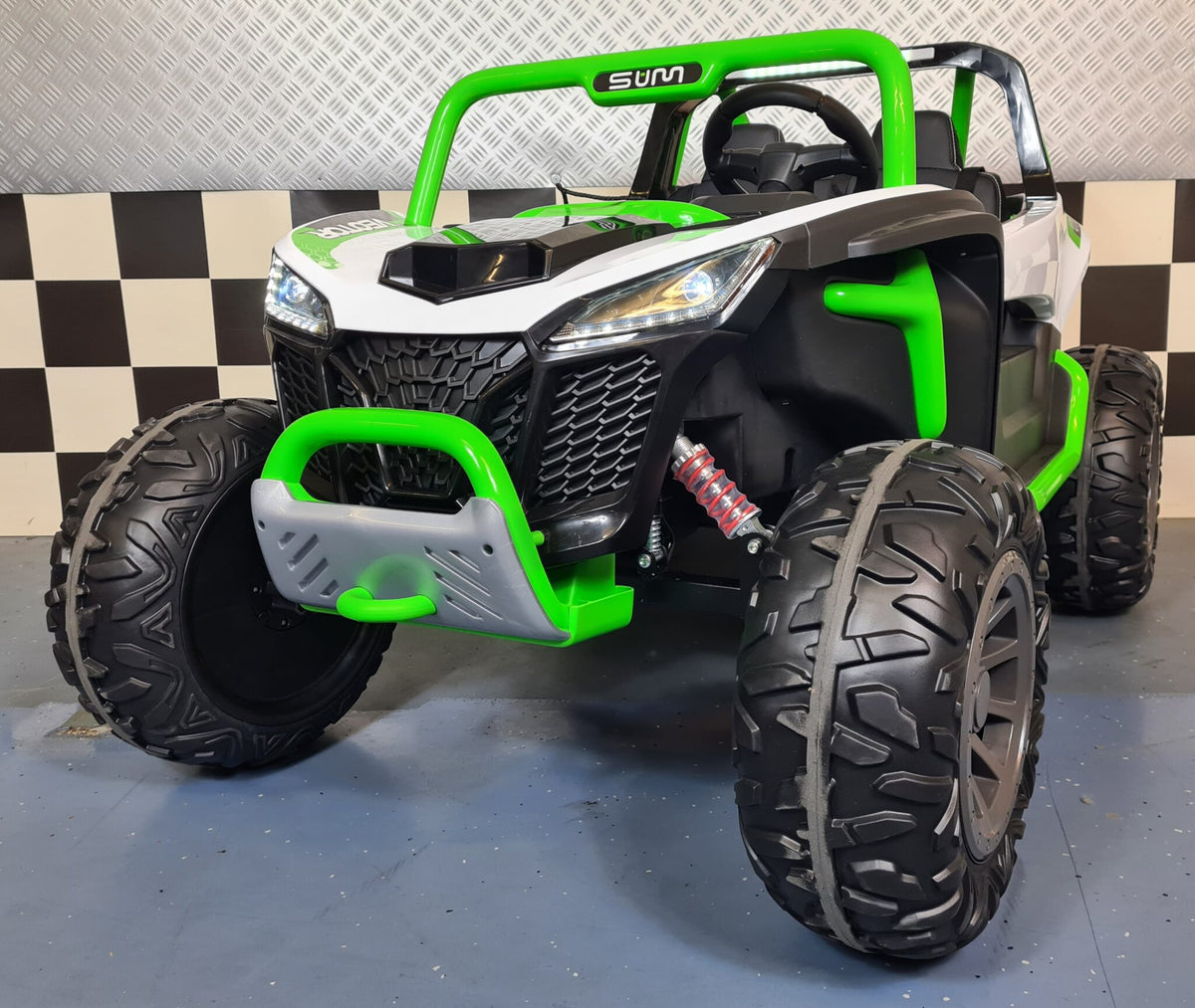 Barnbuggy 24V – 2 personer, vit/grön