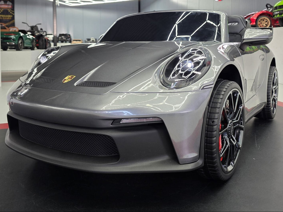 Porsche 911 GT3 24V elbil för barn – 2 personer, metallic grå
