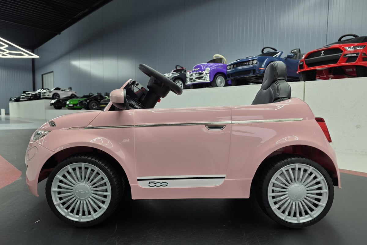Fiat 500 12V elbil för barn – rosa