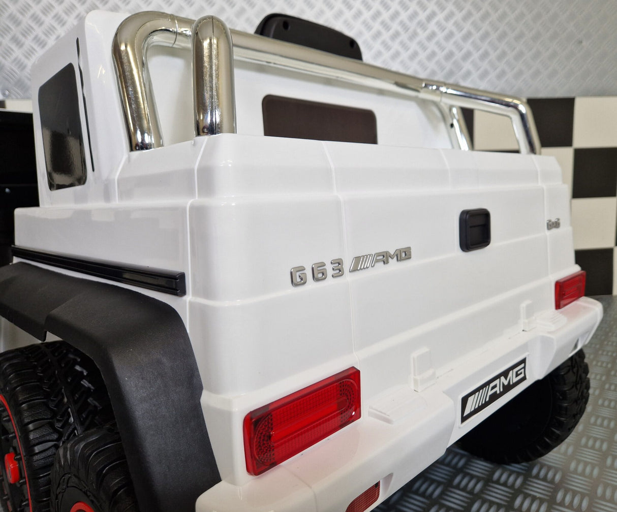 Barnbil Mercedes G63 6x6 AMG för 1 person i vitt