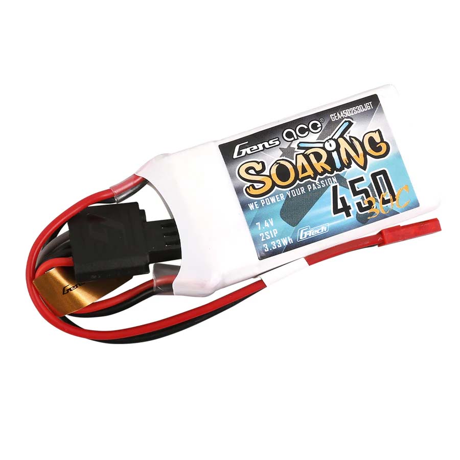 GENS ACE GE1-0450-2JGT - Gensace Soaring LiPo 2S 7.4V-450-30CJST 56.5x31x9mm 33g