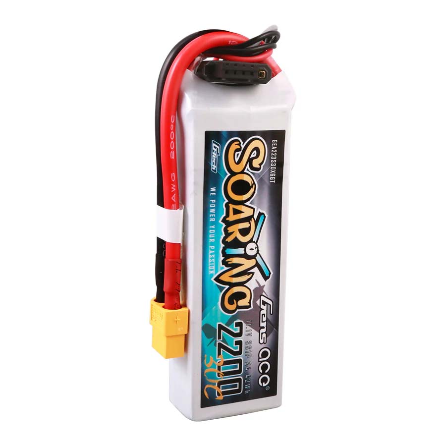 GENS ACE GE1-2200-3X6GT - GensAce Soaring LiPo 3S 11.1V-2200-30CXT60 107x34x21mm 175g G-Tech