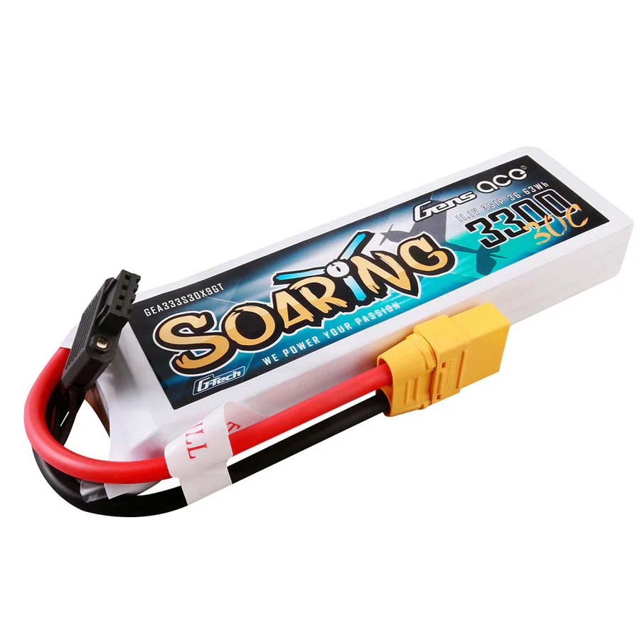 GENS ACE GE1-3300-3X9GT - GensAce Soaring LiPo 3S 11.1V-3300-30CXT90 131x42.5x19.5mm 252g GT