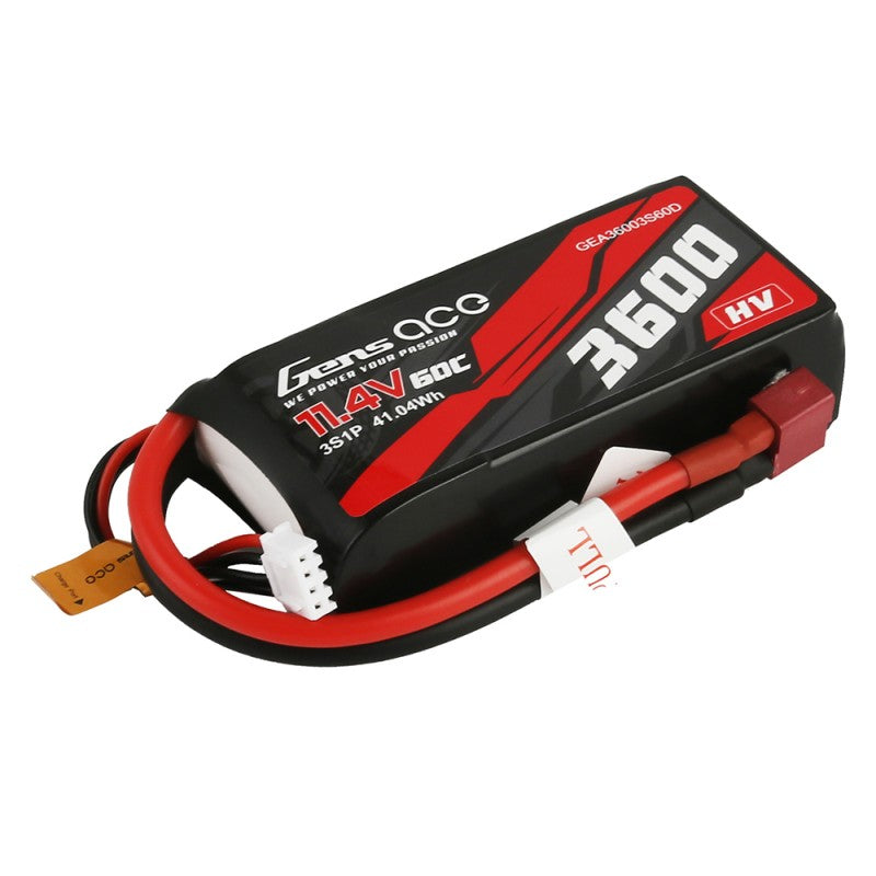 GENS ACE GE3-3600HV-3D - Gens ace Crawler LiPo 3S 11.4V-3600-60CDeans 89x42x26mm 218g