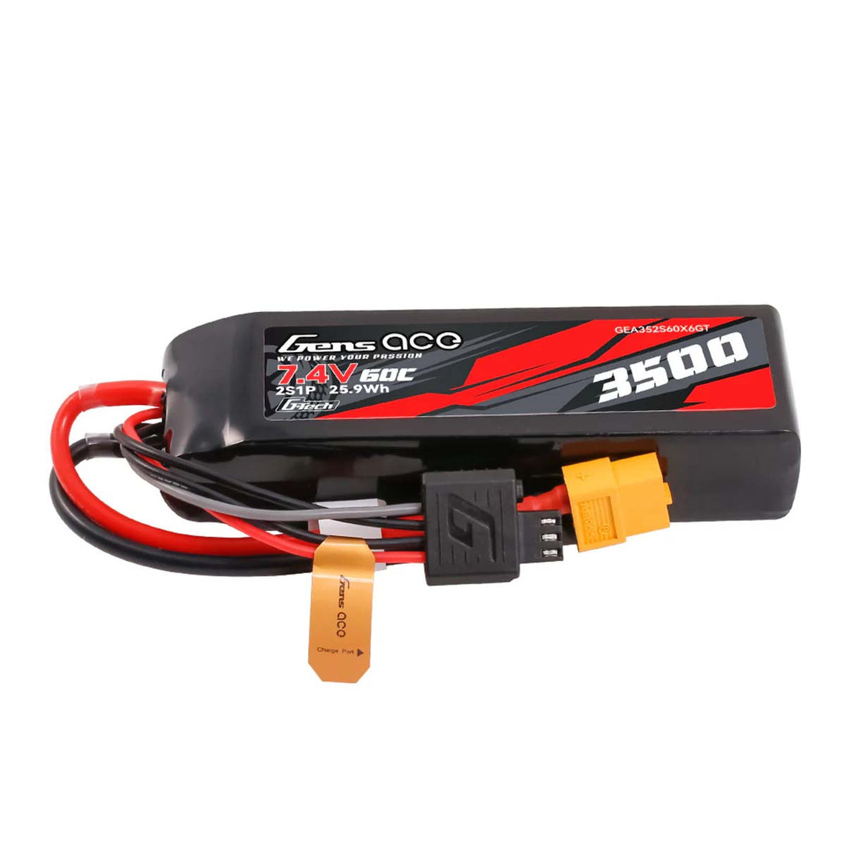 GENS ACE GEA352S60X6GT - GensAce G-Tech Hard 2S 7.4V-3500-60C 100x34x22mm 179g XT60