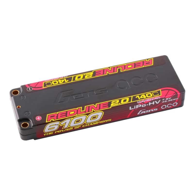 GENS ACE GEA61002S14D5 - GensAce Redline 2.0 Low Prof 2S HV 7.6V-140C-6100 139x47x18.5mm 226g
