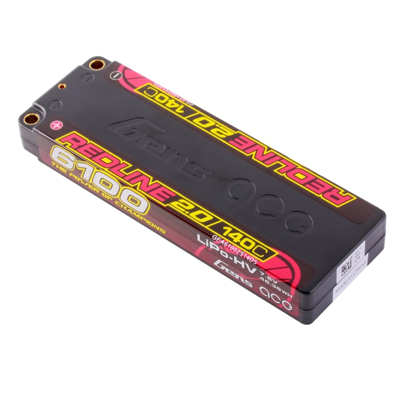 GENS ACE GEA61002S14D5 - GensAce Redline 2.0 Low Prof 2S HV 7.6V-140C-6100 139x47x18.5mm 226g