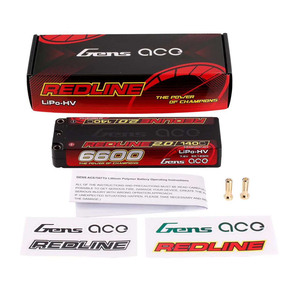 GENS ACE GEA66002S14D5 - GensAce Redline 2.0 2S HV 7.6V-140C-6600 139x47x20mm 244g
