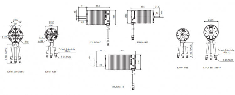 Motor EzRun 4985SL 1650kV Black-V1 1/6