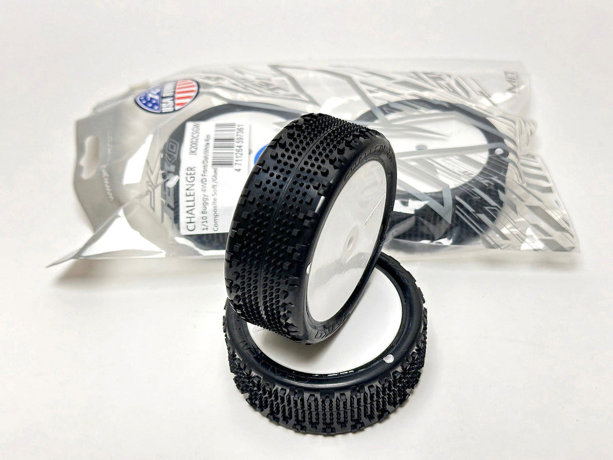 JETKO JK2002CMGW - Jetko Challenger 4wd 1:10 Buggy2.2 Front Tyres White Wheel Medium EOS