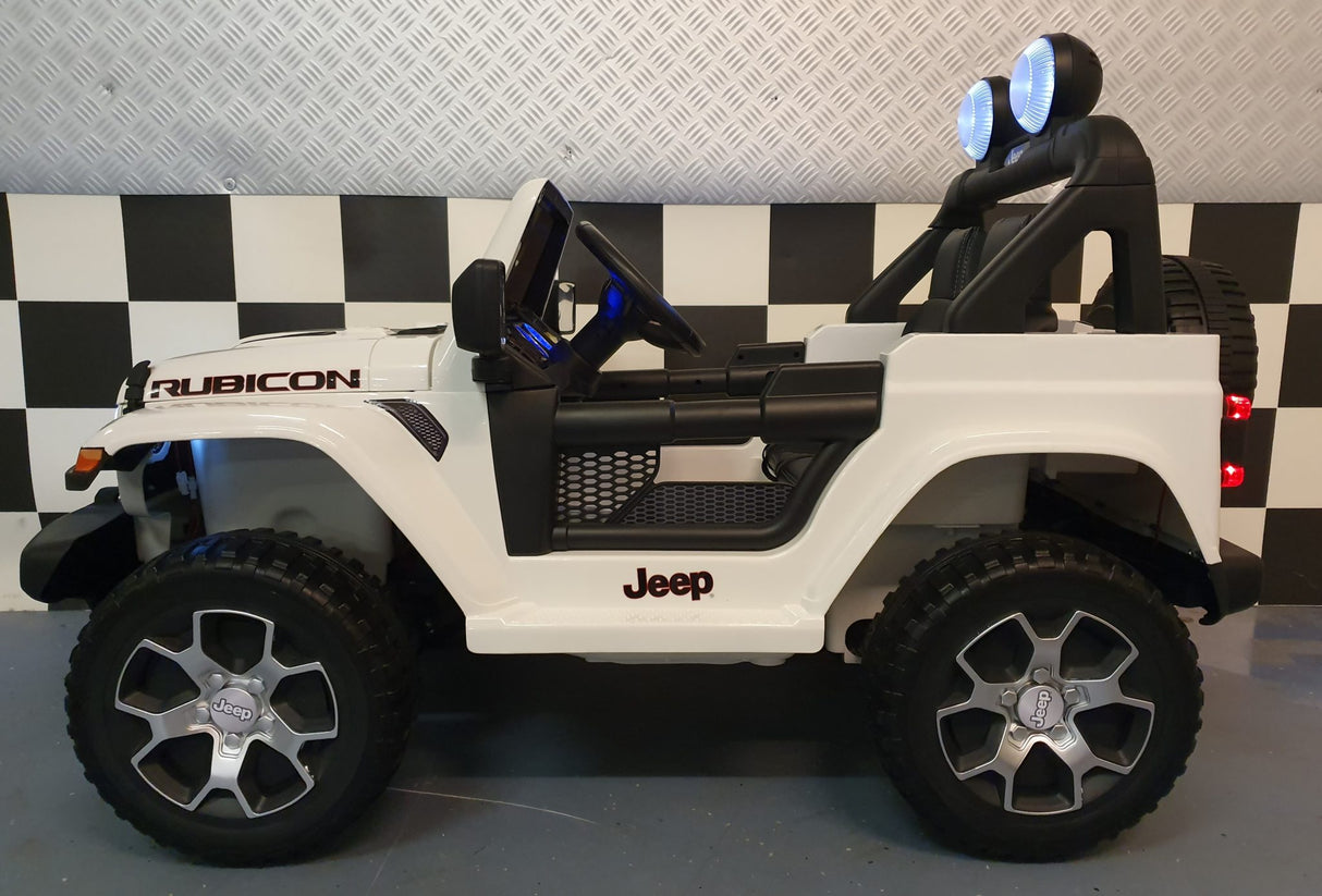 Jeep Wrangler børnebil 12 volt 4 hjulstræk RC hvid