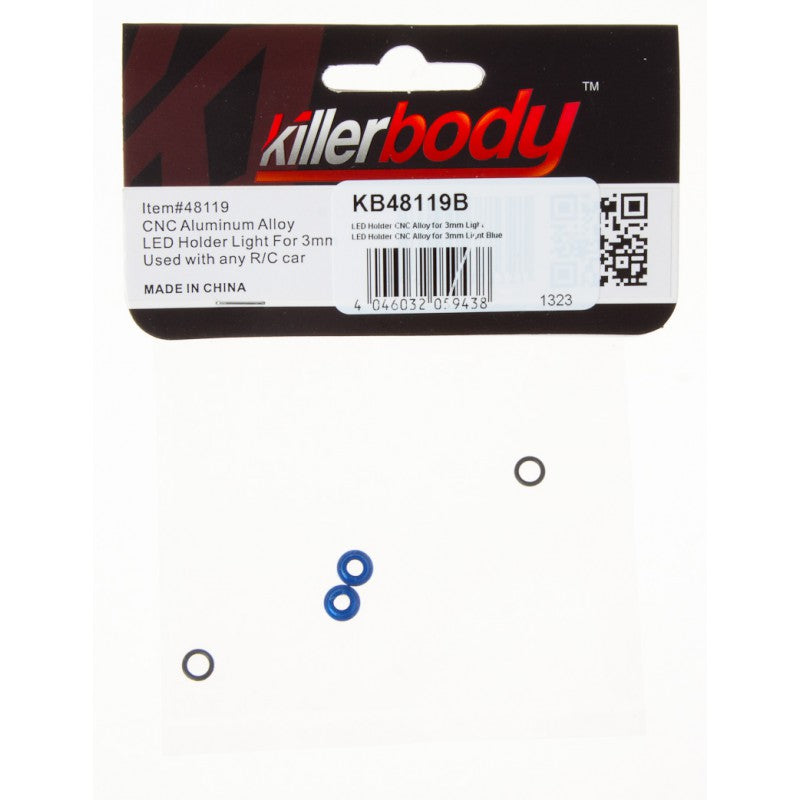 DISC.. LED Holder CNC Alloy for 3mm Light, Blue