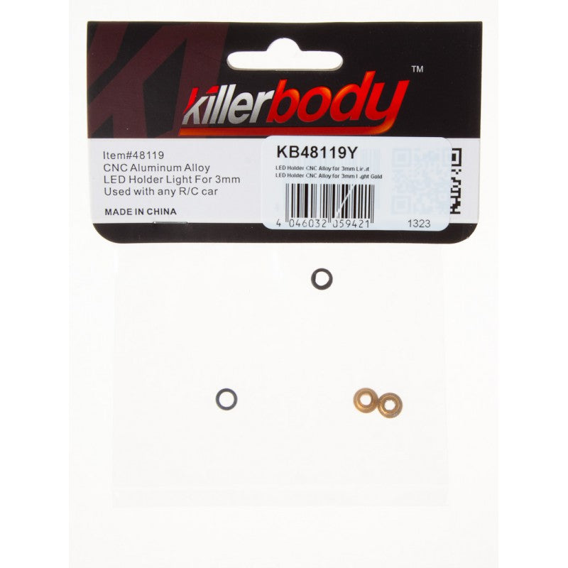 DISC.. LED Holder CNC Alloy for 3mm Light, Golden