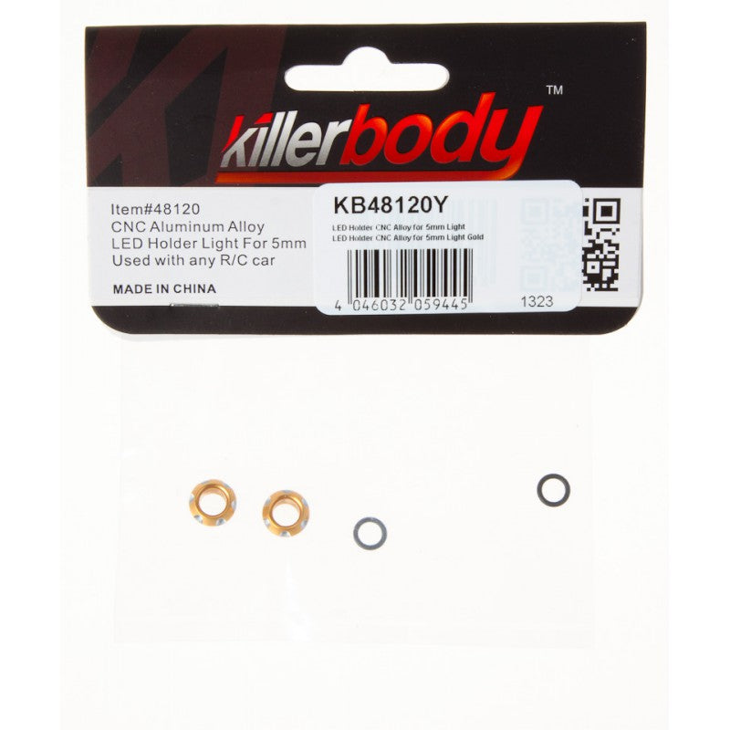 DISC.. LED Holder CNC Alloy for 5mm Light, Golden