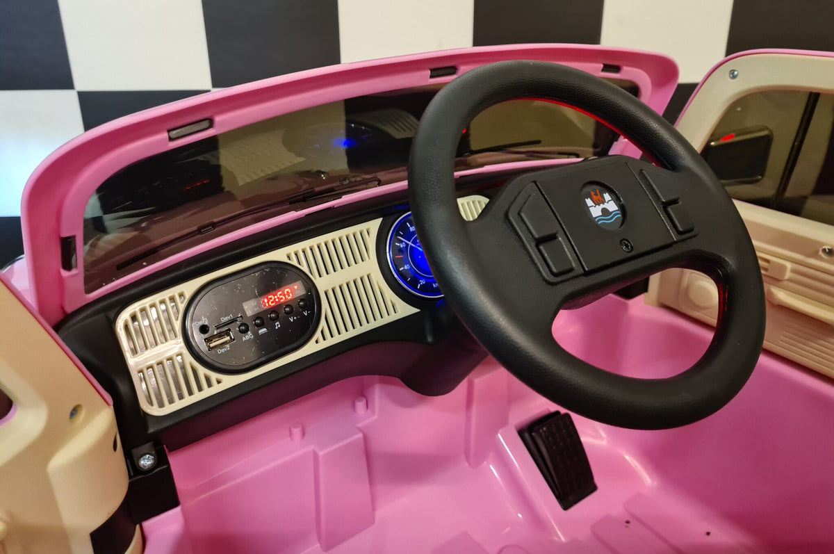 Volkswagen Beetle 12V elbil för barn – rosa