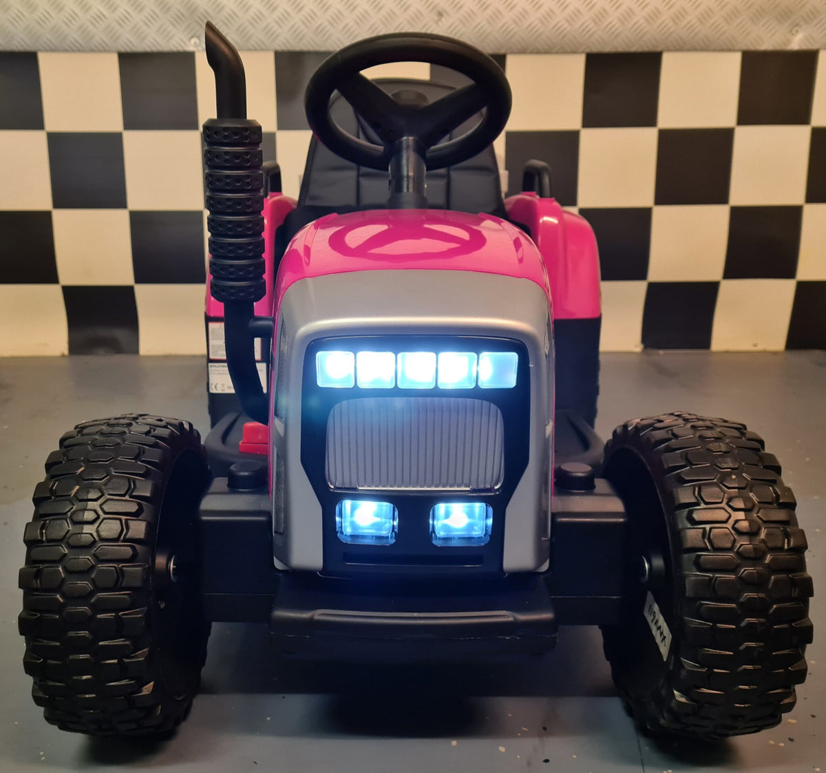 Barntraktor 12V med släp – 1 person, rosa
