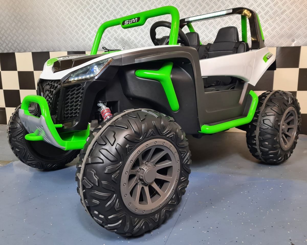 Barnbuggy 24V – 2 personer, vit/grön